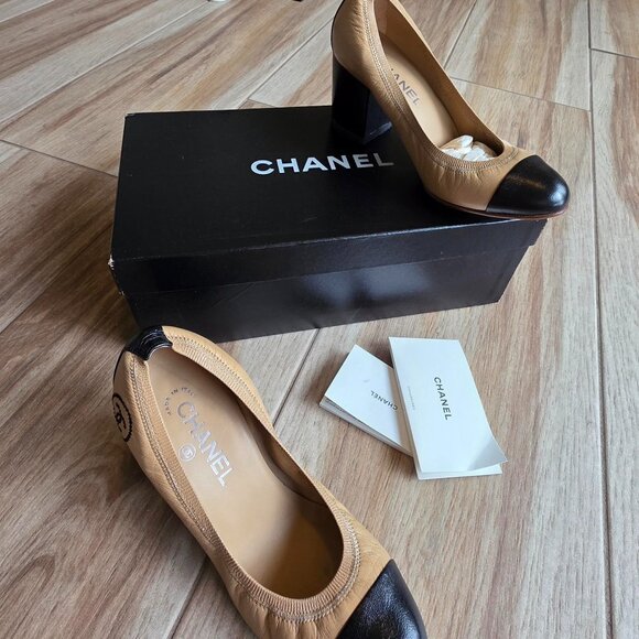 CHANEL Cap Toe Ballet Stretch Pumps Eur. 38C - Picture 2 of 14